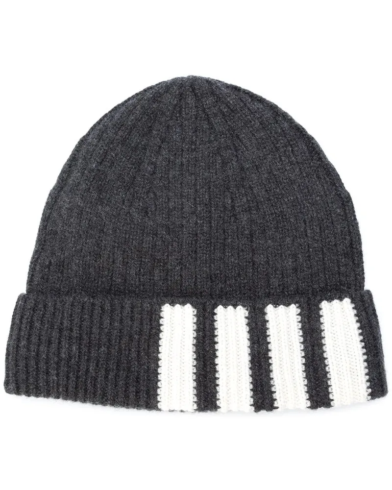 Thom Browne Kaschmirbeanie mit Zopfmuster Grau