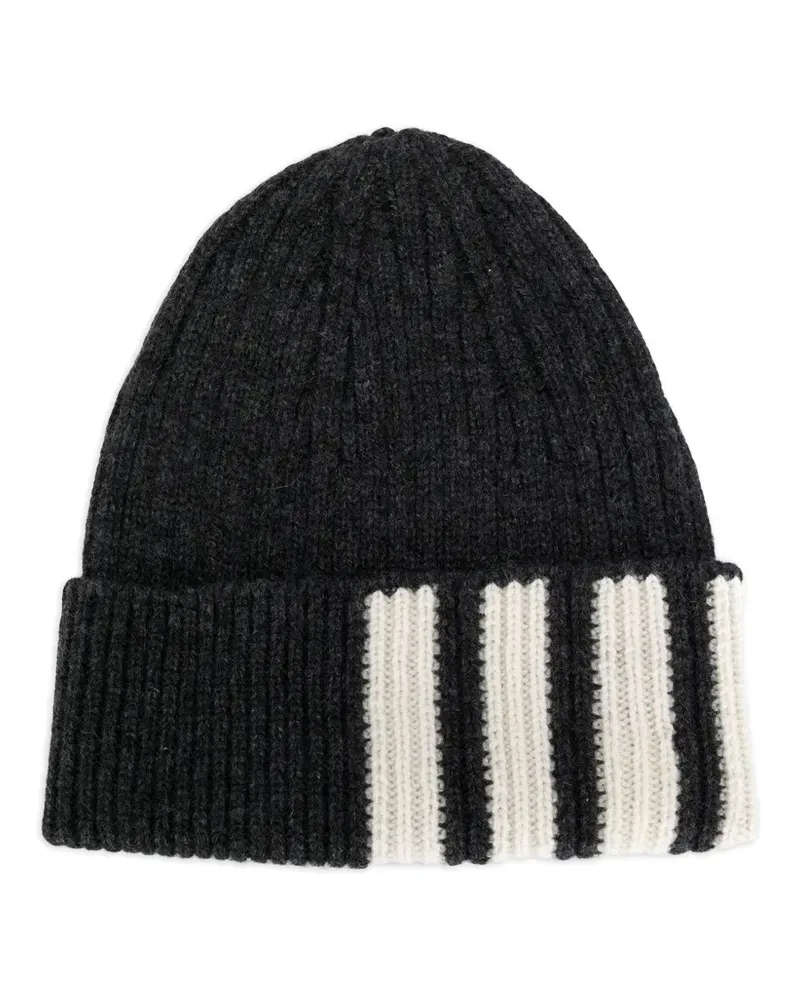 Thom Browne Kaschmirbeanie mit Zopfmuster - Grau Grau