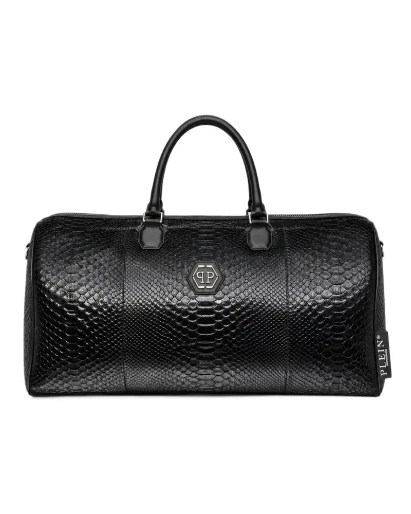 Philipp Plein python leather travel bag Hexagon - Schwarz Schwarz