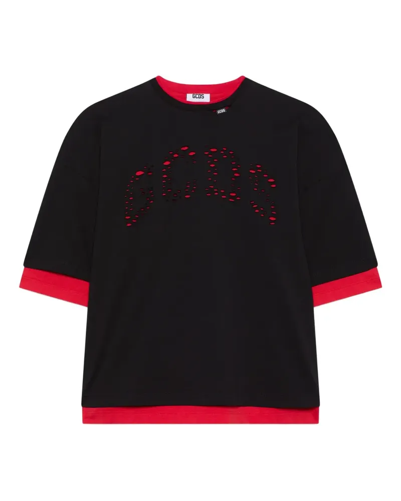 GCDS Cutout T-Shirt im Layering-Look - Schwarz Schwarz