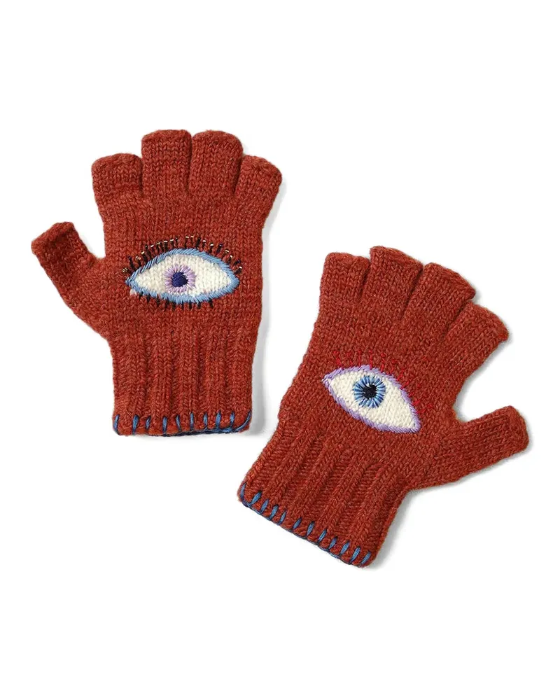 KAPITAL embroidered-detail gloves - Orange Orange
