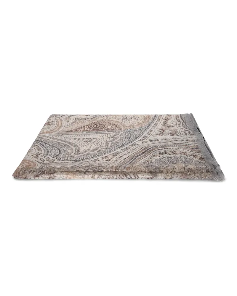 Dell'oglio Ausgefranster Schal mit Paisley-Print - Grau Grau