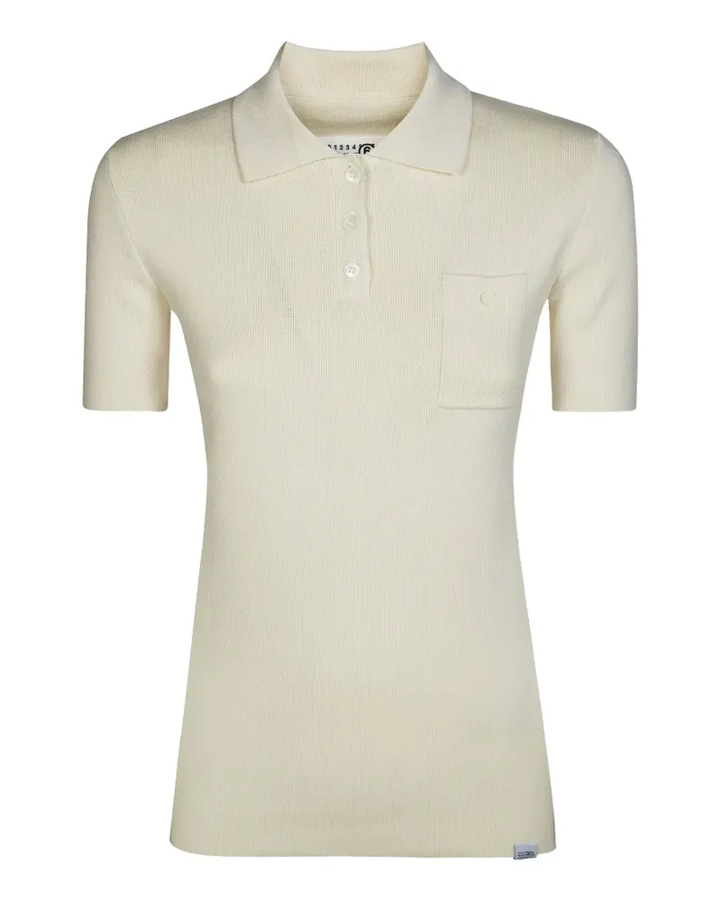 Maison Margiela ribbed-knit pocket polo shirt - Weiß Weiß