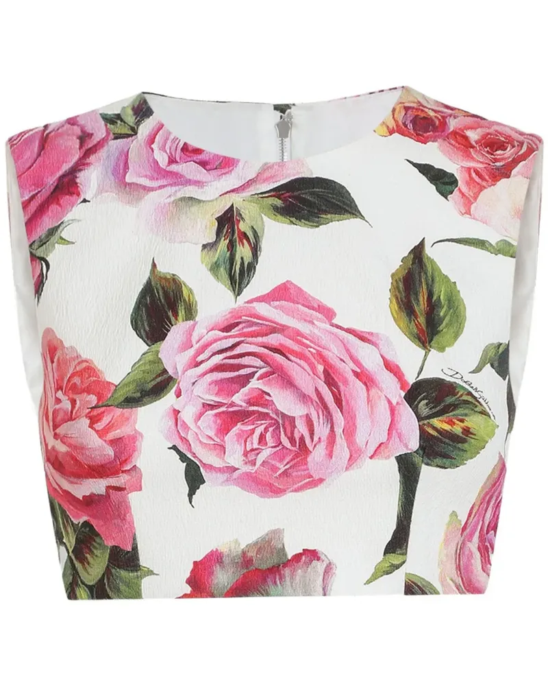 Dolce & Gabbana Cropped-Top mit Print - Weiß Weiß