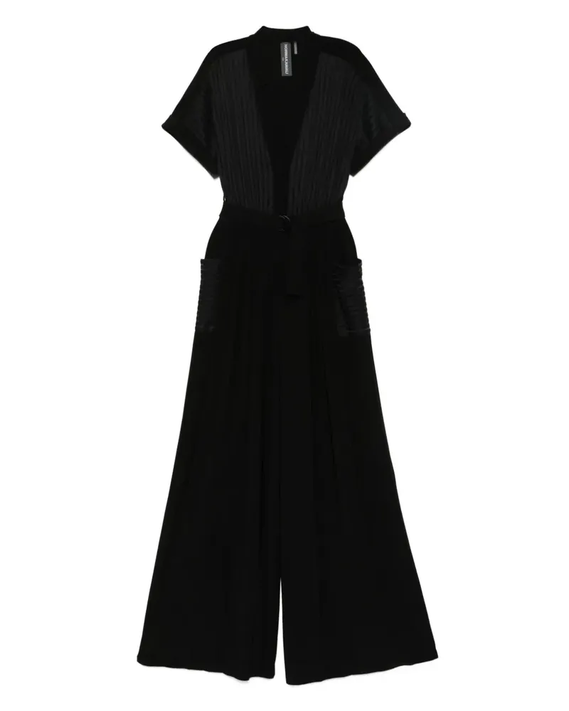 Norma Kamali Gestreifter Geralyn Jumpsuit mit Falten - Schwarz Schwarz