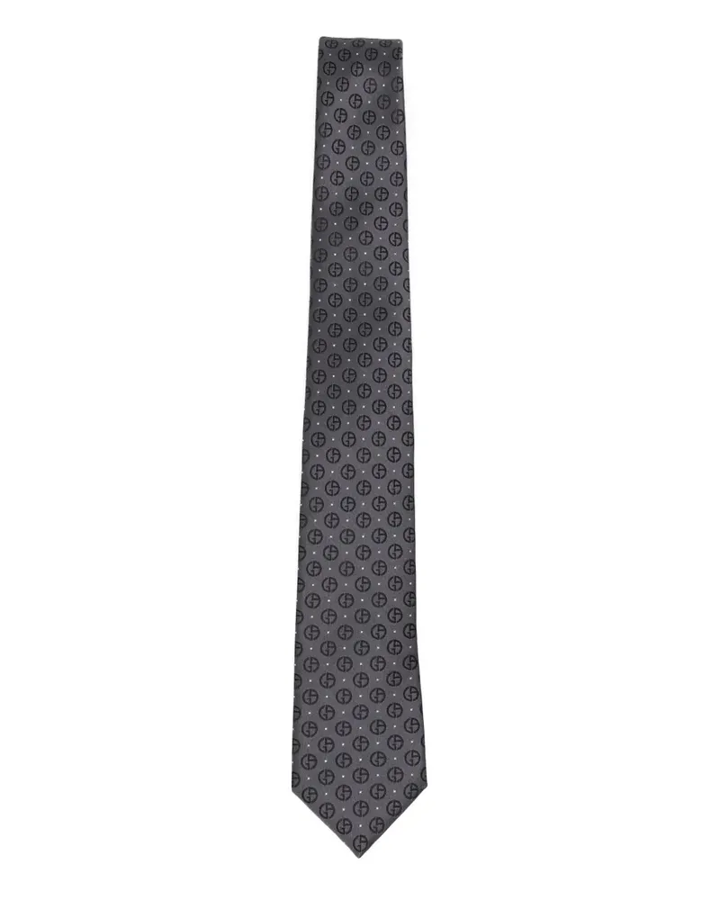 Giorgio Armani Seidenkrawatte mit Monogramm - Grau Grau
