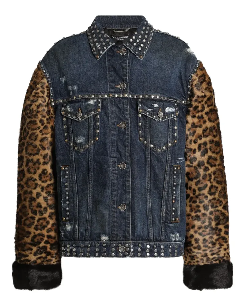 Dolce & Gabbana Jeansjacke mit Leoparden-Print - Blau Blau