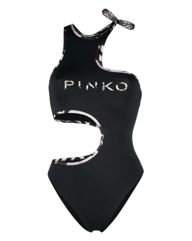 Pinko Badeanzug mit Logo-Print - Schwarz Schwarz