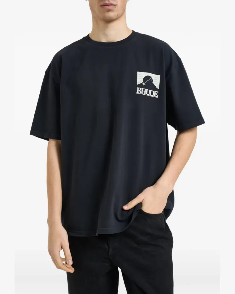 RHUDE T-Shirt mit grafischem Print - Schwarz Schwarz
