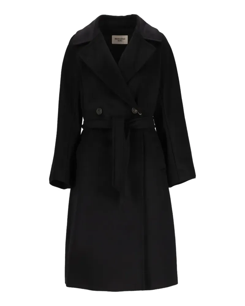 Max Mara Doppelreihiger Mantel mit Gürtel - Schwarz Schwarz