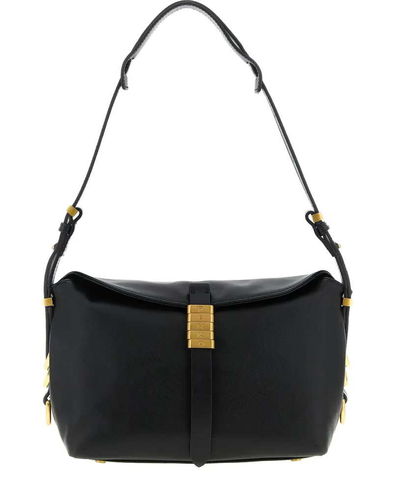 Pinko engraved-rings saddle shoulder bag - Schwarz Schwarz