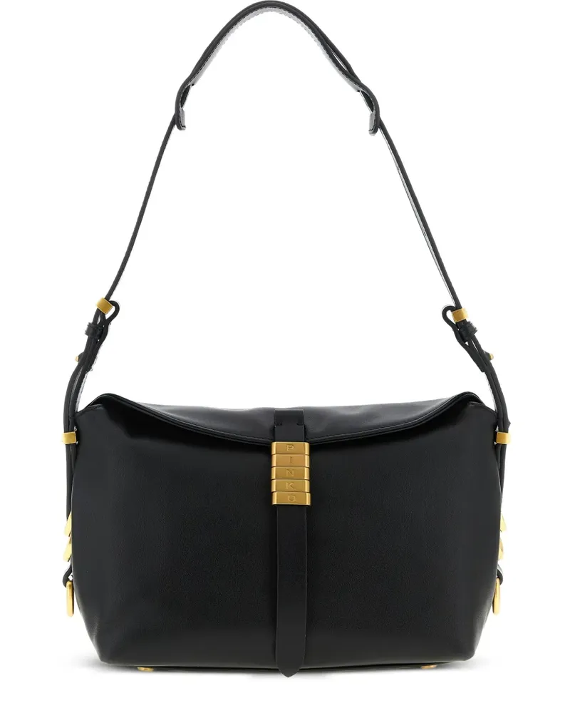 Pinko Satchel-Schultertasche mit gravierten Ringen - Schwarz Schwarz