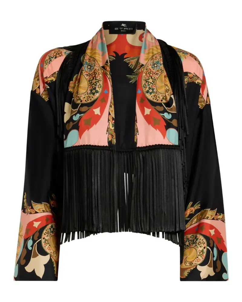 Etro Seidenjacke mit Fransen - Schwarz Schwarz