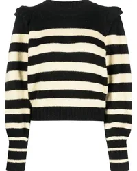 Baum und Pferdgarten Gestreifter Strickpullover Schwarz