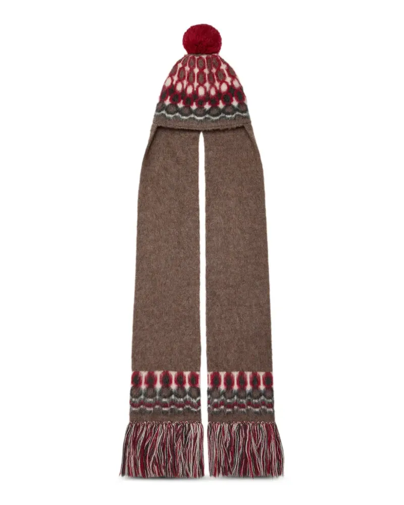 Maison Margiela Fair Isle Beanie mit Bommel - Braun Braun