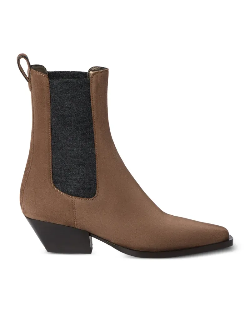 Brunello Cucinelli suede Chelsea boots with precious loop detail - Nude Nude