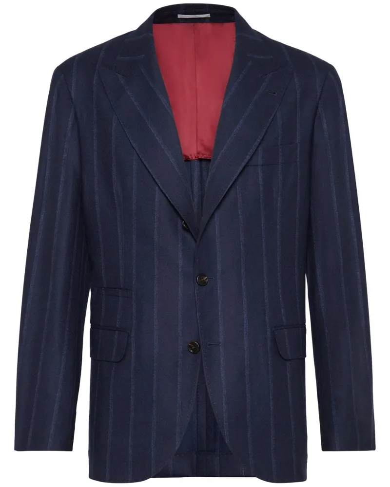 Brunello Cucinelli Gestreiftes Sakko - Blau Blau