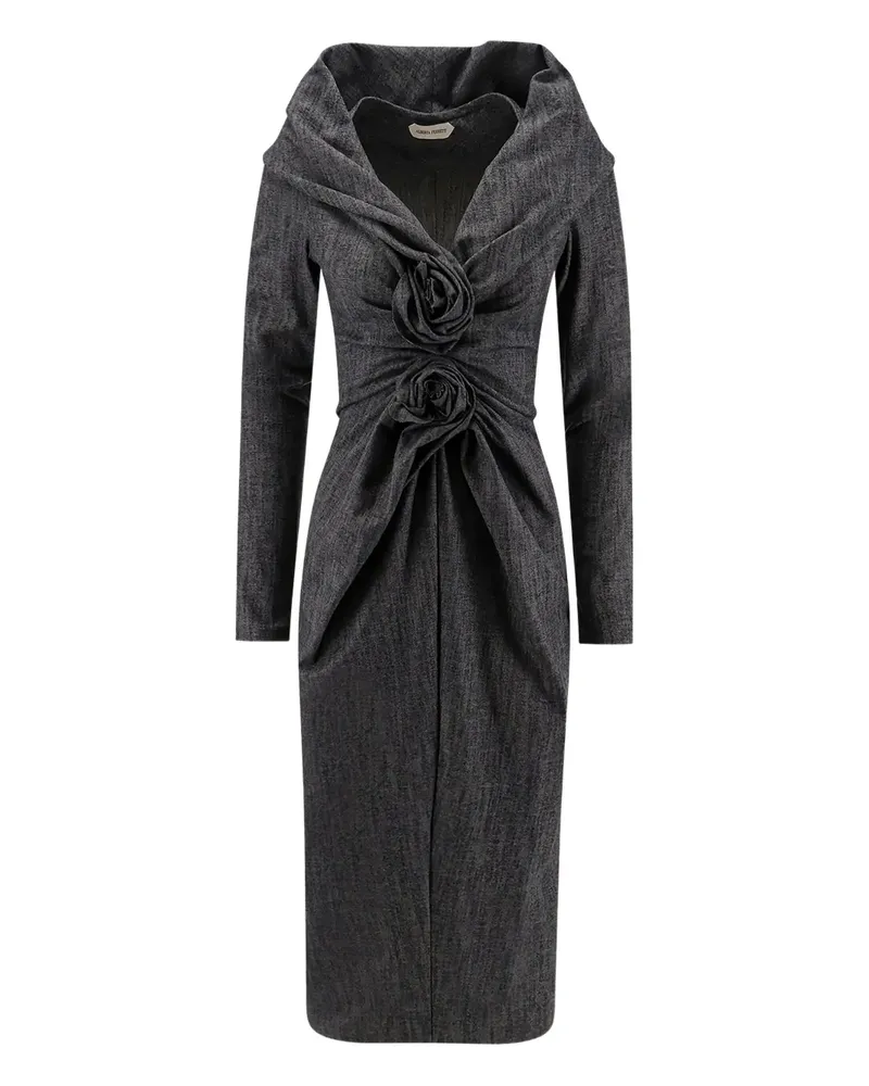Alberta Ferretti ruffled long-sleeve midi dress - Grau Grau