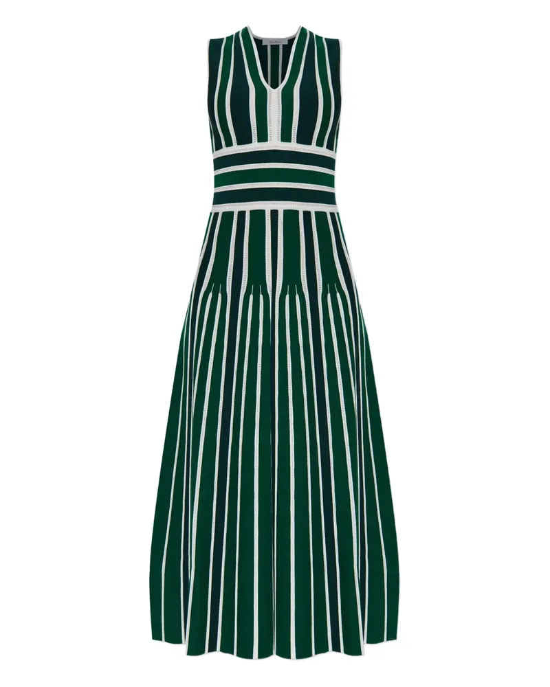 Max Mara Gestreiftes A-Linien-Kleid - Grün Grün