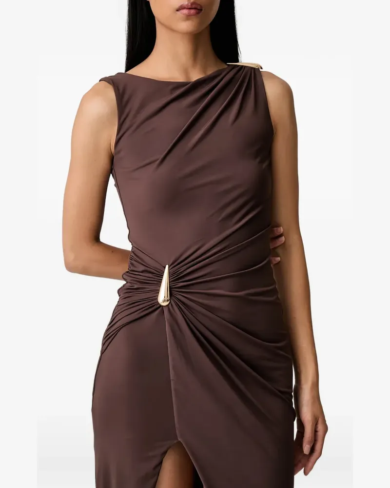 Bardot Drapiertes Reed Maxikleid mit Beschlägen - Braun Braun