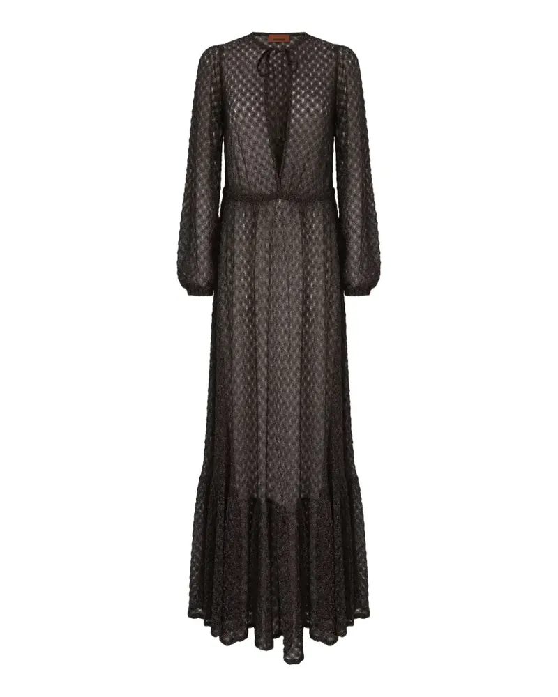 Missoni tie-neck long-sleeved maxi beach dress - Braun Braun