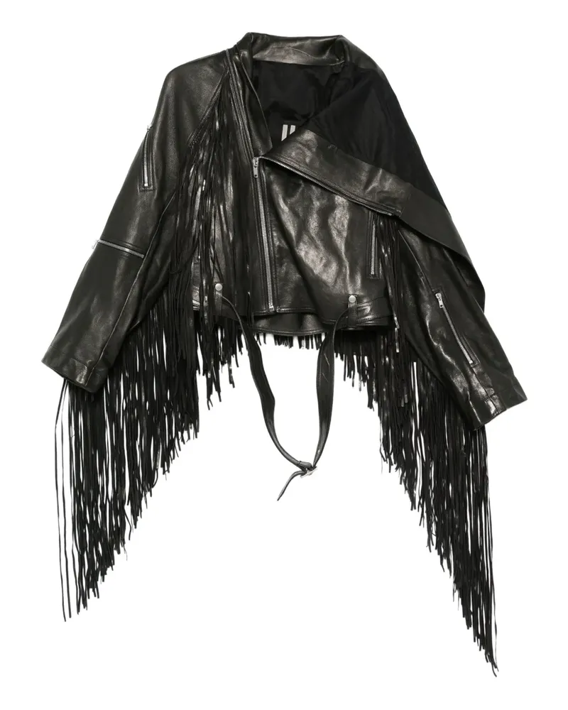 Rick Owens Lederjacke mit Fransen - Schwarz Schwarz