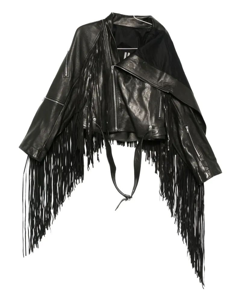 Rick Owens Lederjacke mit Fransen - Schwarz Schwarz