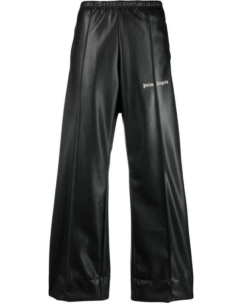 Palm Angels Jogginghose in Lederoptik - Schwarz Schwarz