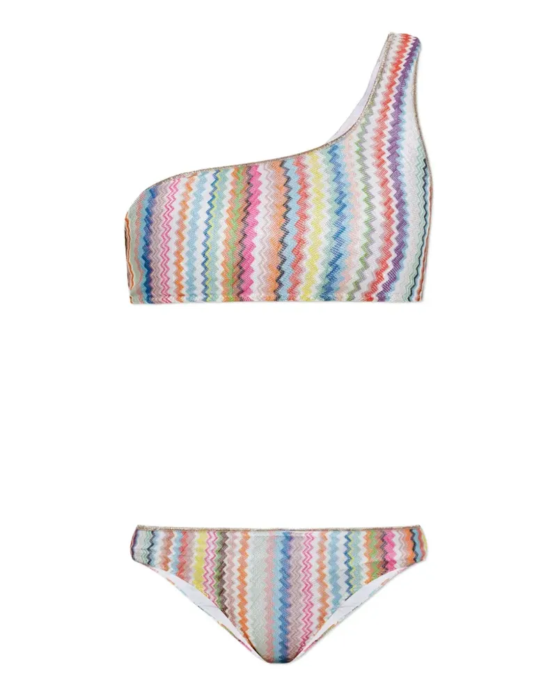 Missoni zigzag-knit one-shoulder bikini - Weiß Weiß