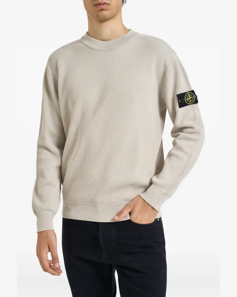 Stone Island Gerippter Pullover mit Logo-Patch - Nude Nude