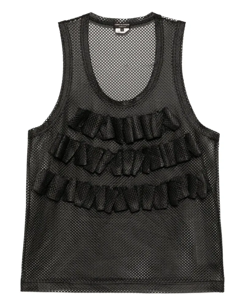 Comme des Garçons Gerüschte Mesh-Weste - Schwarz Schwarz