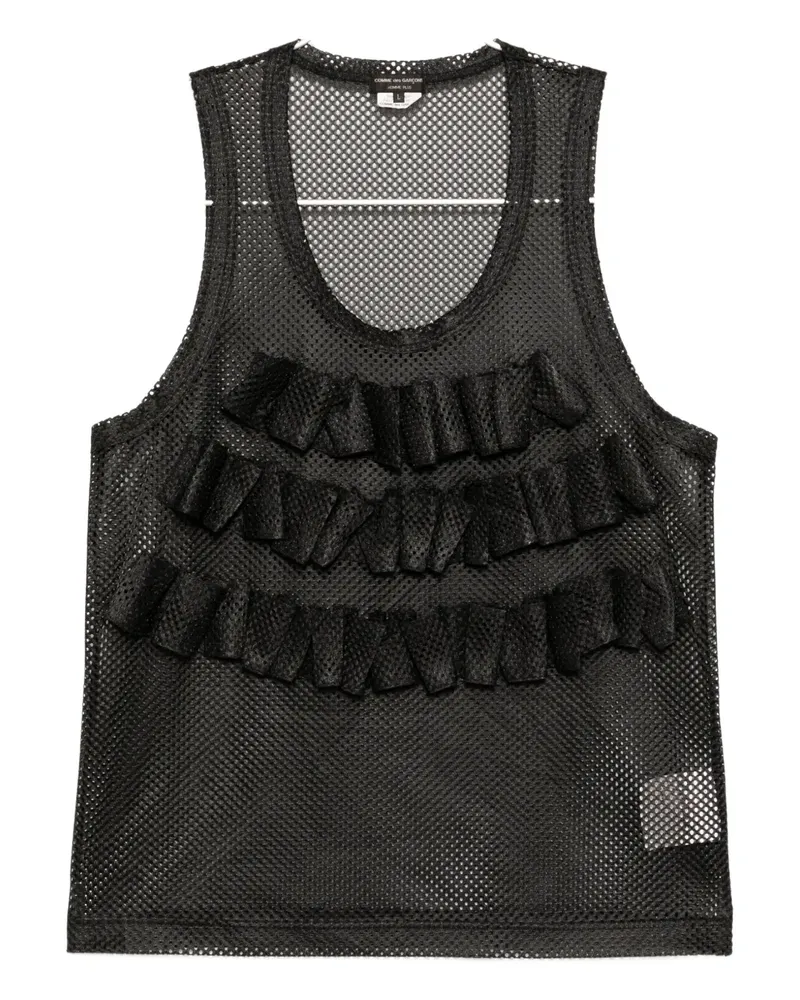 Comme des Garçons Gerüschte Mesh-Weste - Schwarz Schwarz