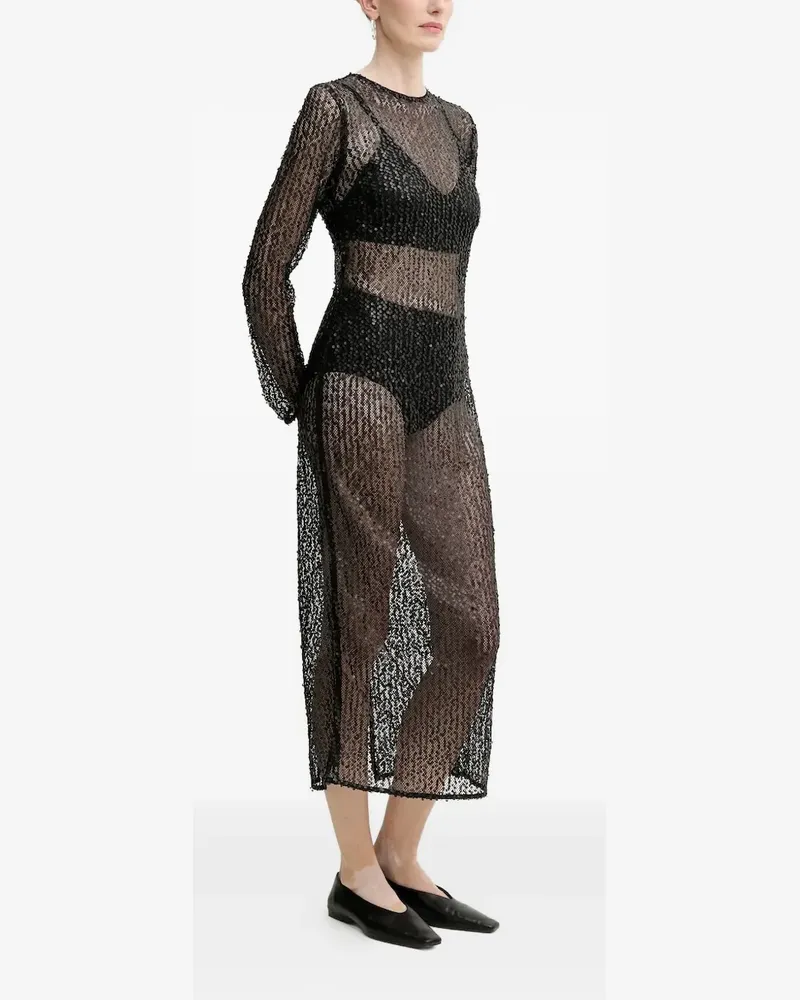 Samsøe & Samsøe Samadda Midikleid mit Pailletten - Schwarz Schwarz