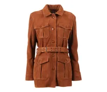 Wildlederjacke mit Gürtel - Braun