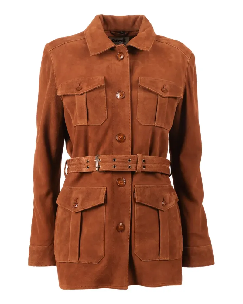 Schott N.Y.C belted suede jacket - Braun Braun