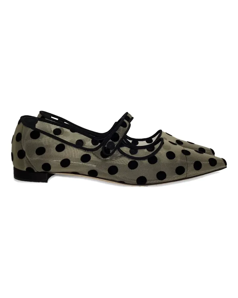 Manolo Blahnik polka-dot mary jane ballet flats - Nude Nude