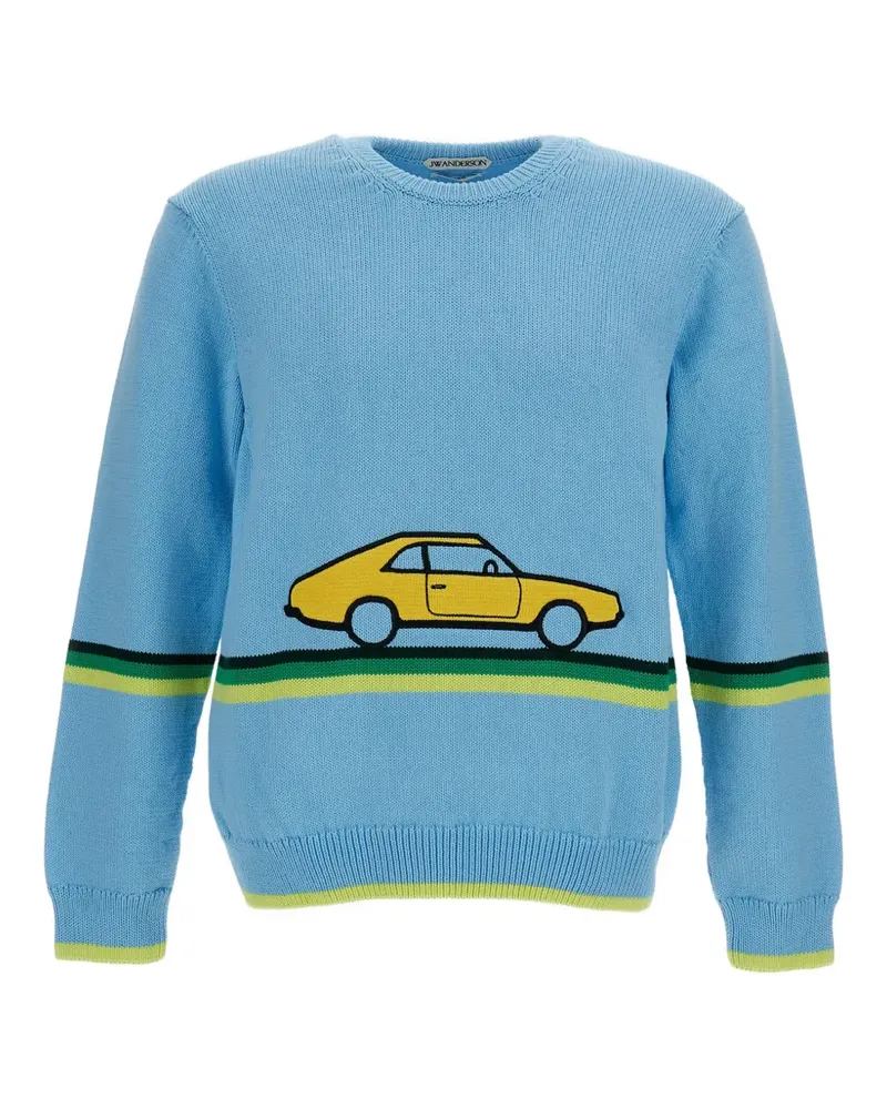 J.W.Anderson Gestreifter Pullover mit Auto-Intarsienmuster - Blau Blau