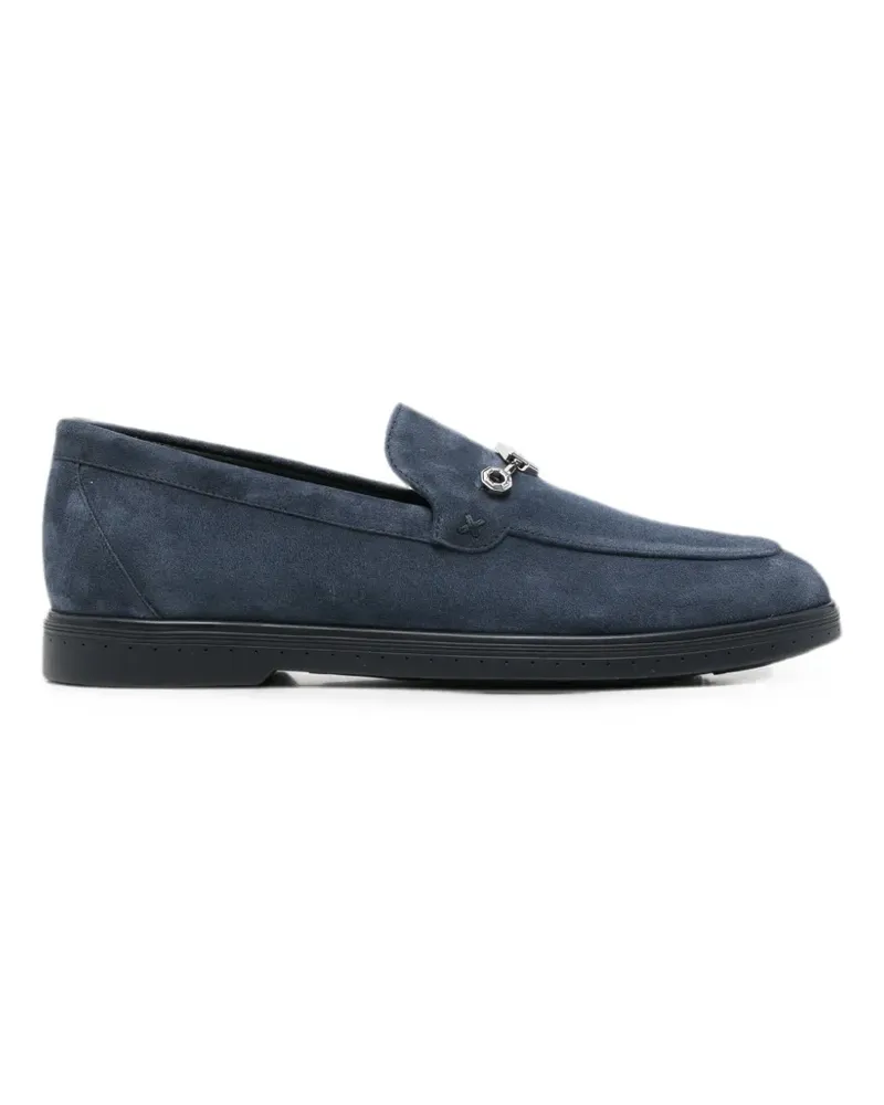 Stefano Ricci Loafer aus Wildleder mit Logo-Schild - Blau Blau