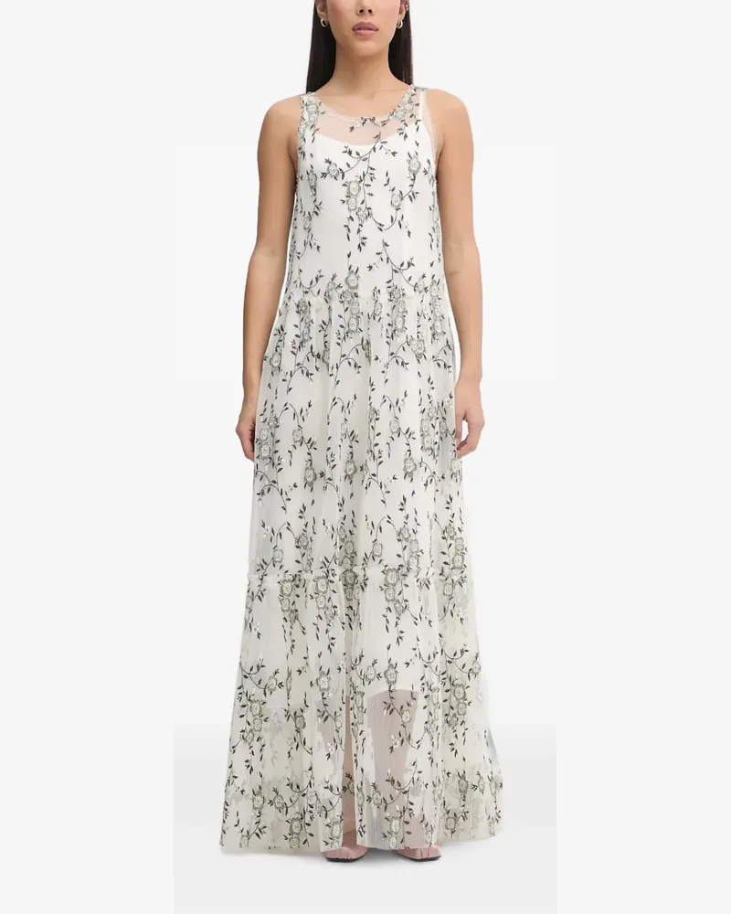 MUNTHE floral-embroidered maxi dress - Weiß Weiß
