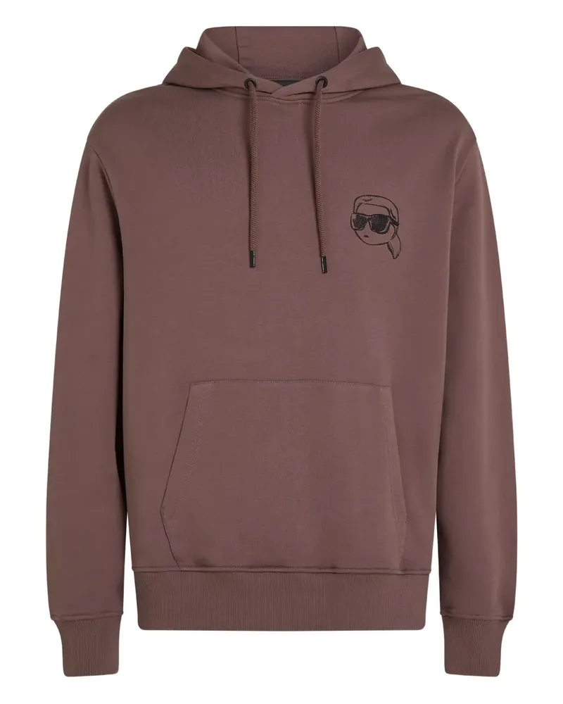 Karl Lagerfeld Ikon Hoodie mit Logo-Stickerei - Violett Violett