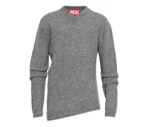 V-neck jumper in wrinkled boiled knit - Grau