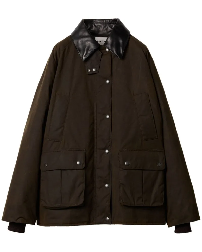 Miu Miu Waxed Blousonjacke aus Canvas - Braun Braun