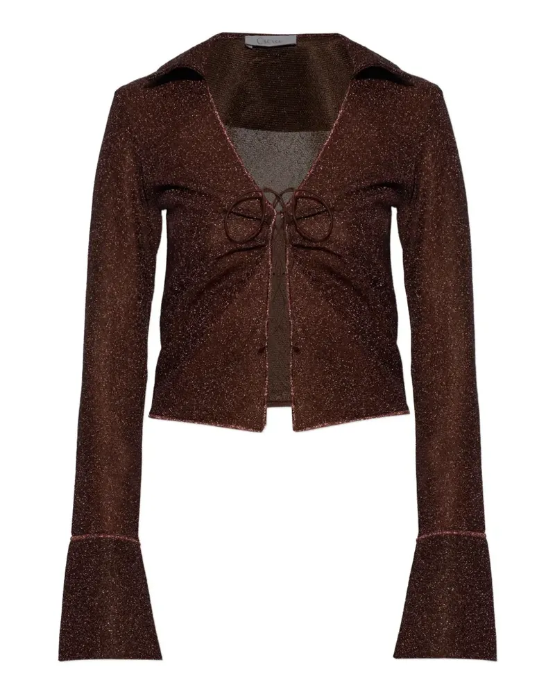 Oséree tie-detail collared top - Braun Braun