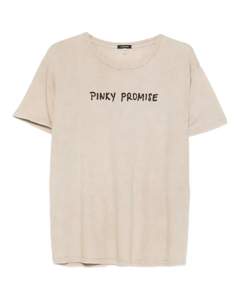 R13 acid-wash slogan-print T-shirt - Nude Nude
