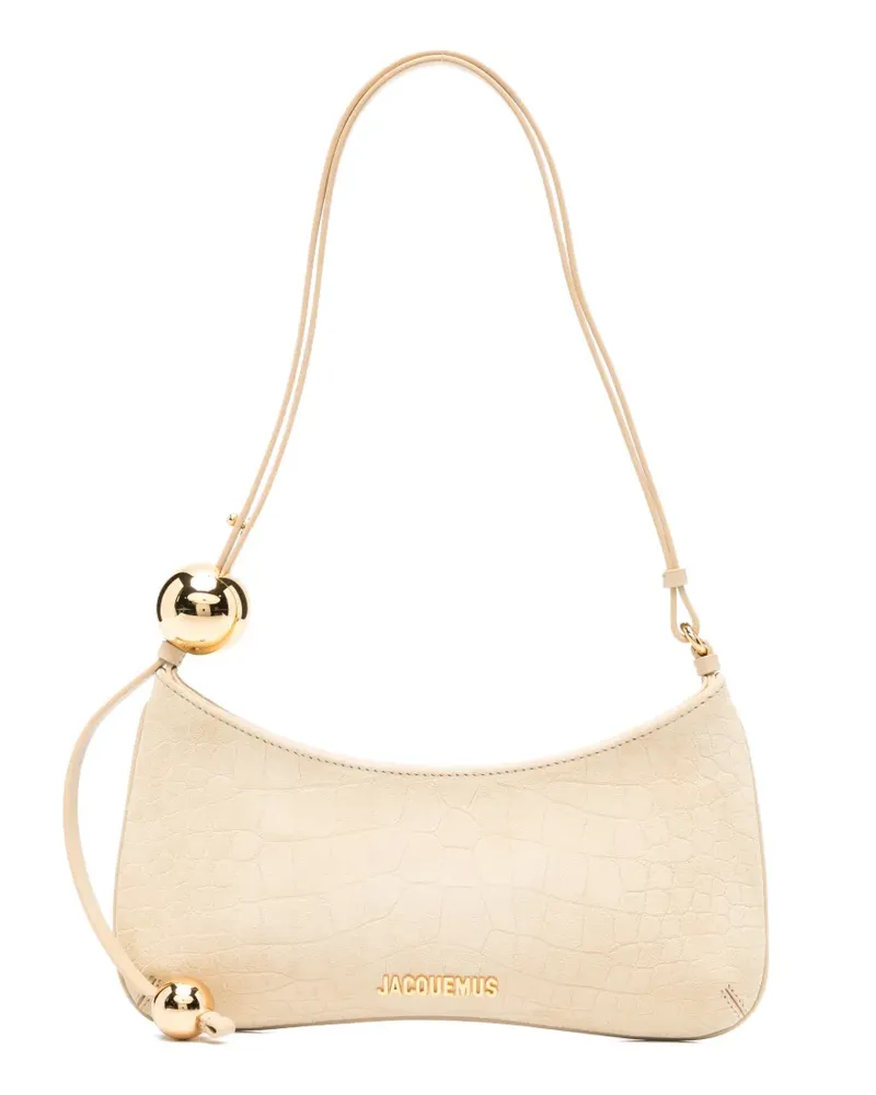 Jacquemus Le Bisou Perle croc-effect shoulder bag - Nude Nude