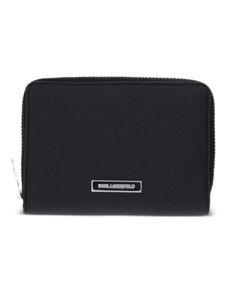 Karl Lagerfeld logo-plaque pebbled-effect wallet - Schwarz Schwarz