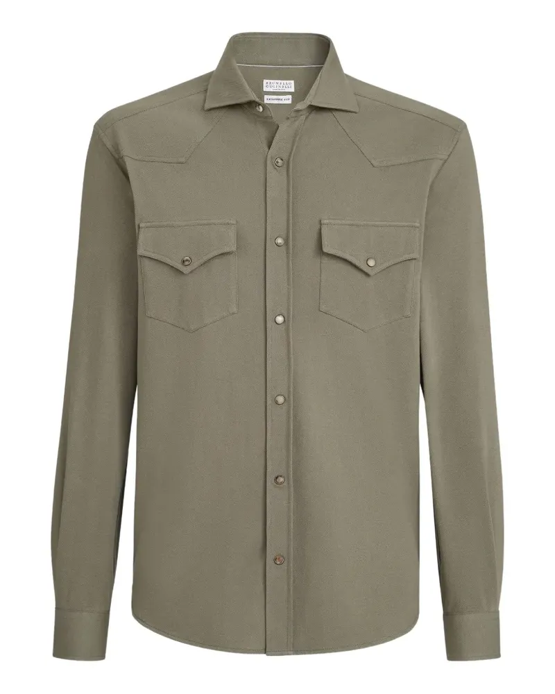 Brunello Cucinelli Western-Hemd aus Baumwollpiqué - Grün Grün