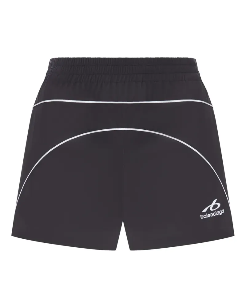 Balenciaga piped-trim logo-print running shorts - Schwarz Schwarz