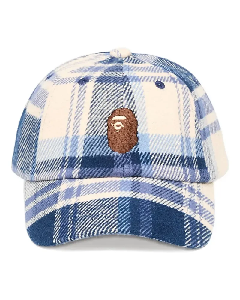 BAPE Karierte Ape Head Baseballkappe - Blau Blau
