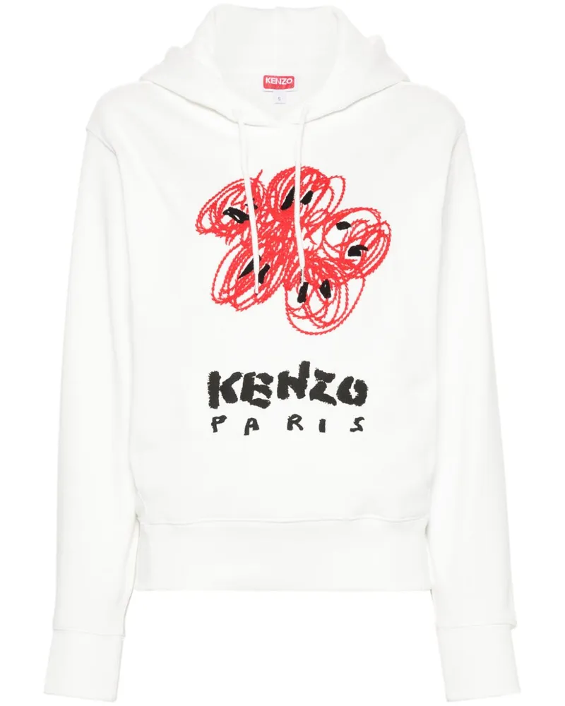 Kenzo Hoodie mit Drawn Flowers-Stickerei - Weiß Weiß